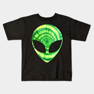 Alien Head Tie Dye Glow Trippy Party Kids T-Shirt